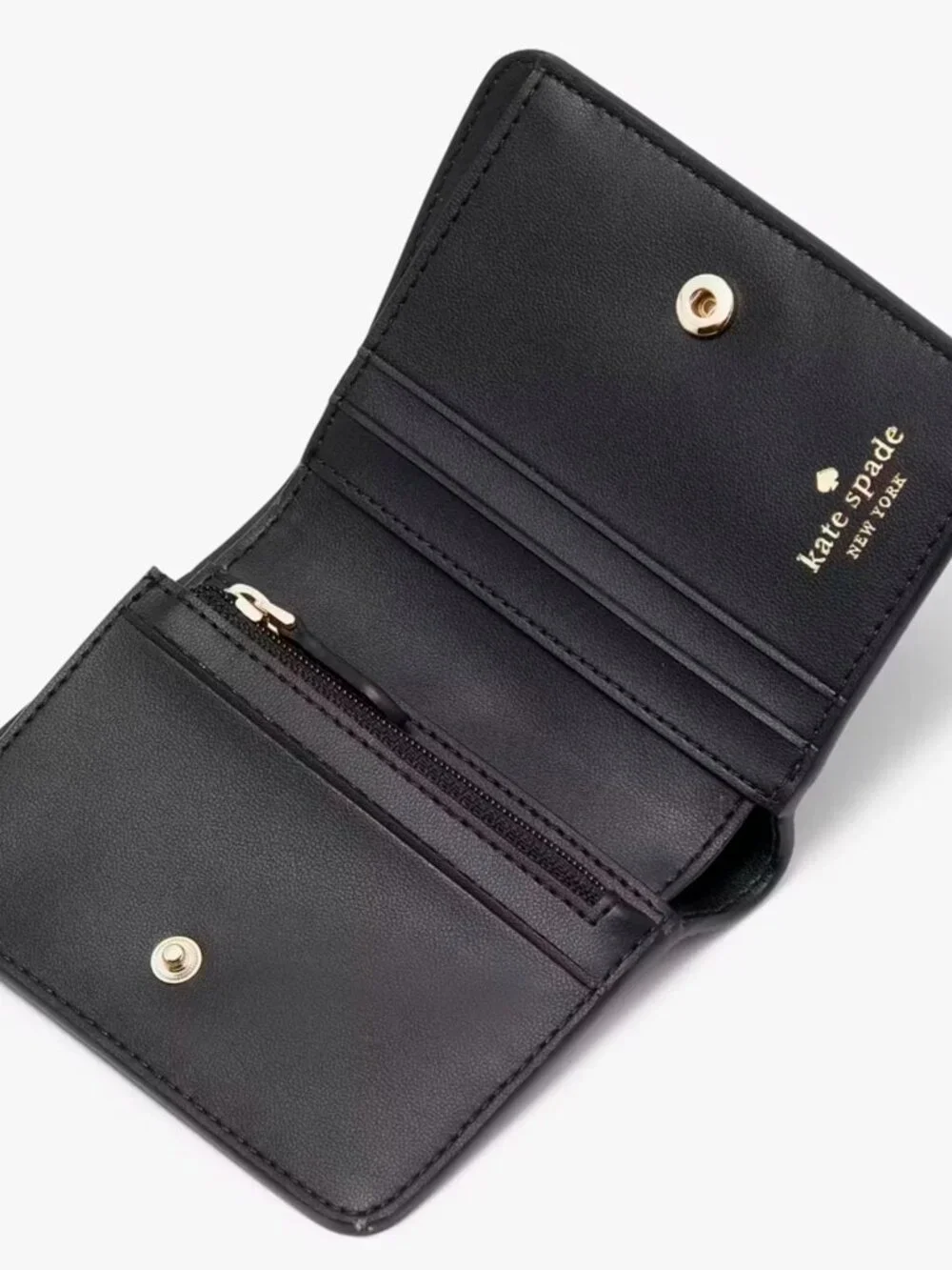 S Kate Spade Lena Small Bifold Wallet Black Pebbled Leather KH788 NWT $179